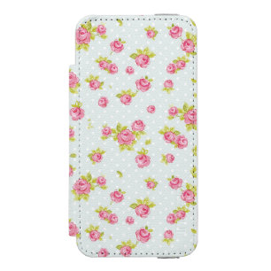 Elegance wallpaper pattern of pink roses 4 wallet case for iPhone SE/5/5s