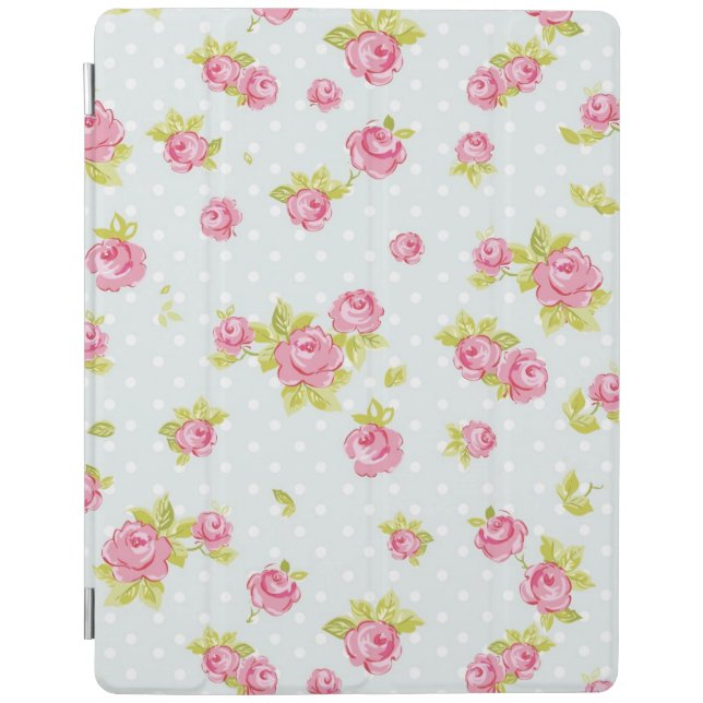 Elegance wallpaper pattern of pink roses 4 iPad smart cover (Front)