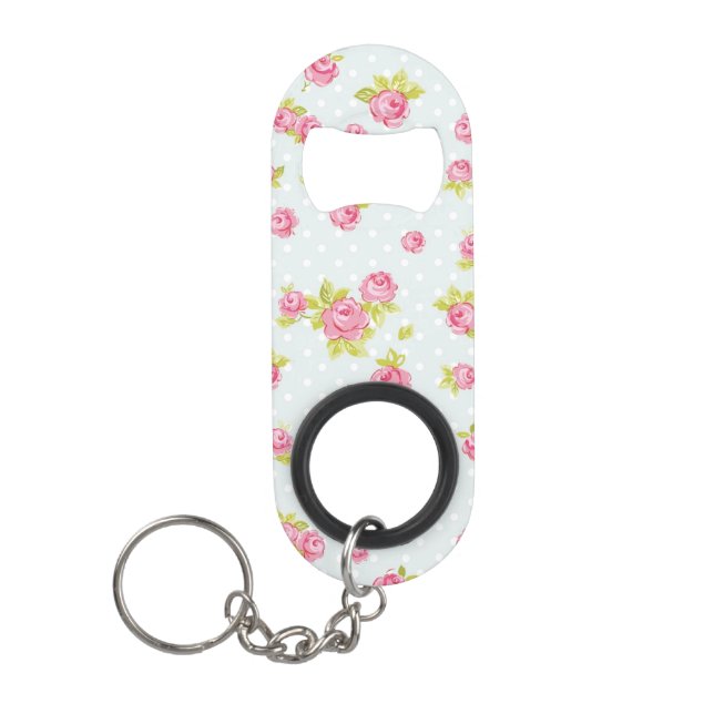 Elegance wallpaper pattern of pink roses 4 keychain bottle opener (Front)