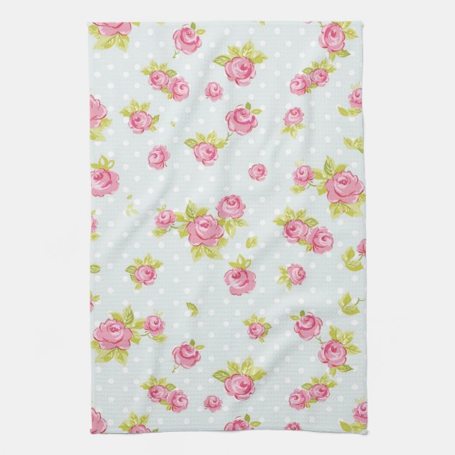 Elegance wallpaper pattern of pink roses 4 kitchen towel (Vertical)