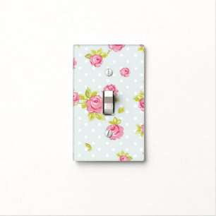 Elegance wallpaper pattern of pink roses 4 light switch cover