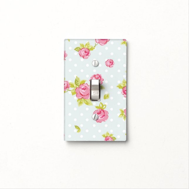 Elegance wallpaper pattern of pink roses 4 light switch cover (In Situ)