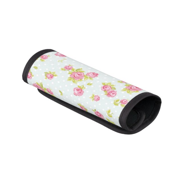 Elegance wallpaper pattern of pink roses 4 luggage handle wrap (Angled)