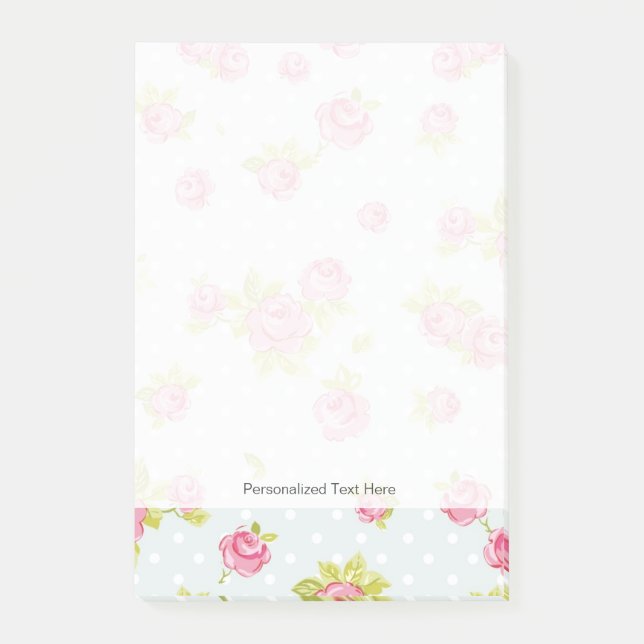Elegance wallpaper pattern of pink roses 4 post-it notes (Front)