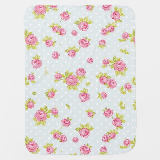 Elegance wallpaper pattern of pink roses 4 stroller blanket (Front)