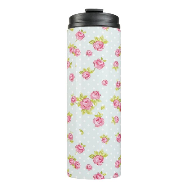 Elegance wallpaper pattern of pink roses 4 thermal tumbler (Front)