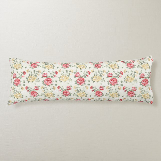 Elegance wallpaper pattern of pink roses body pillow (Front)