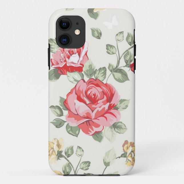 Elegance wallpaper pattern of pink roses Case-Mate iPhone case (Back)