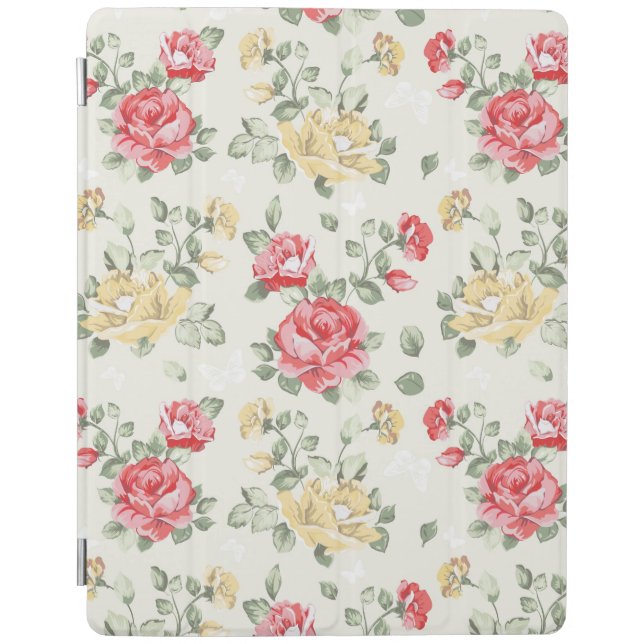 Elegance wallpaper pattern of pink roses iPad smart cover (Front)