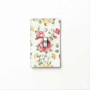 Elegance wallpaper pattern of pink roses light switch cover