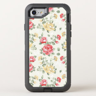 Elegance wallpaper pattern of pink roses OtterBox defender iPhone SE/8/7 case
