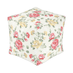 Elegance wallpaper pattern of pink roses pouf