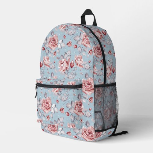Elegance wallpaper pattern of pink roses printed backpack