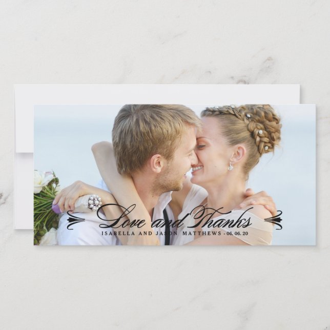 ELEGANCE | WEDDING THANK YOU PHOTO CARD - Black (Front)