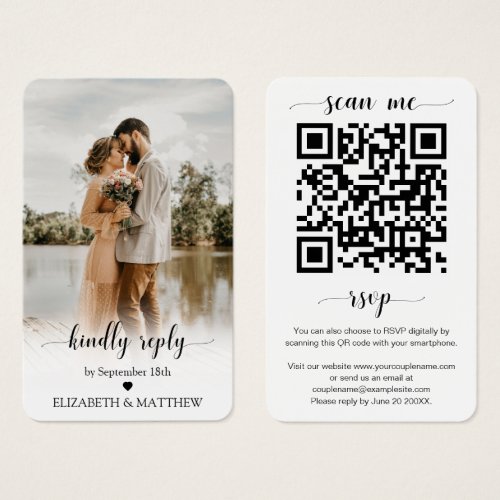 Elegance Wedding Website QR Code Photo RSVP Card