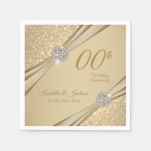 Elegant 00th Gold Wedding Anniversary Design Napkins