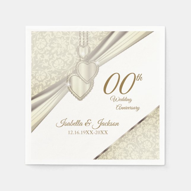 Elegant 00th Wedding Anniversary Design Napkins (Front)