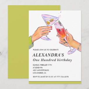 Elegant 100th birthday invitations Cocktail Party