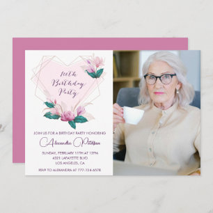 Elegant 100th birthday invitations Floral Photo
