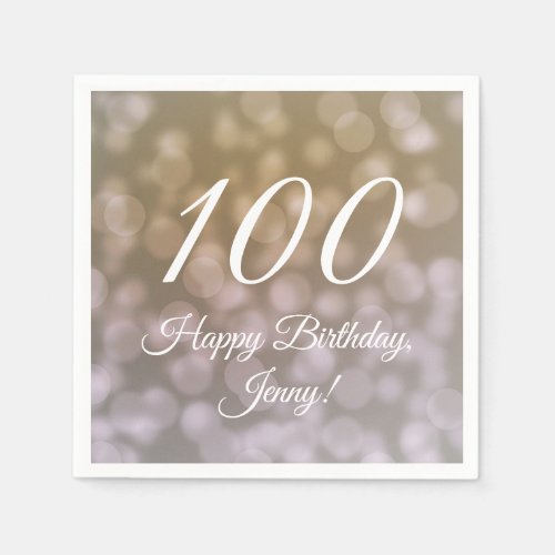 Elegant 100th Birthday Napkins For Her 