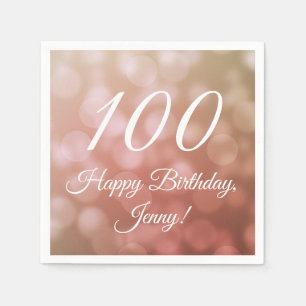 Elegant 100th Birthday Napkins For Her in Pink