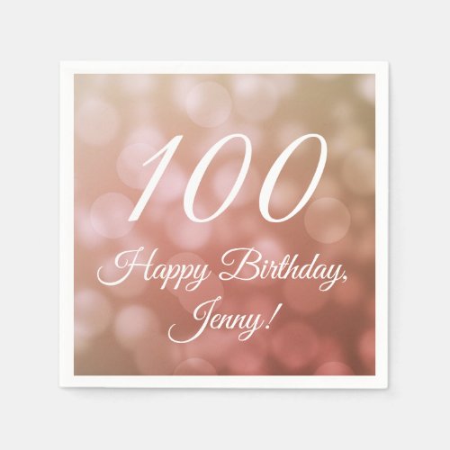 Elegant 100th Birthday Napkins For Her in Pink