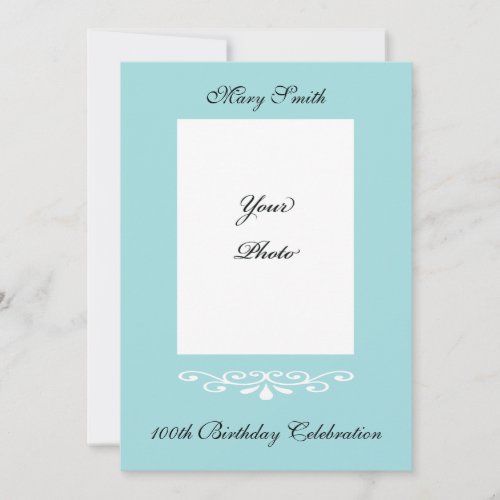 Elegant 100th Birthday Photo Invitation