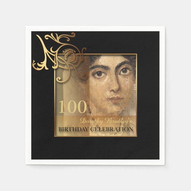 Elegant 100th Birthday Photo Paper Napkins (Front)