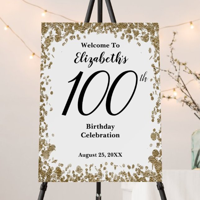 Elegant 100th Birthday With Gold Sequin Foam Board (Creator Uploaded)