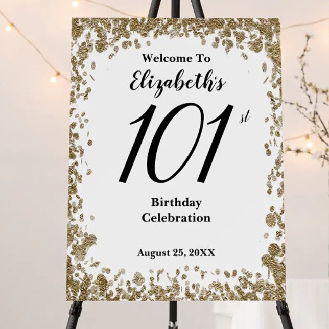 Elegant 101st Birthday With Gold Sequin Foam Board (Creator Uploaded)