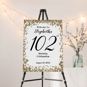 Elegant 102nd Birthday With Gold Sequin Foam Board