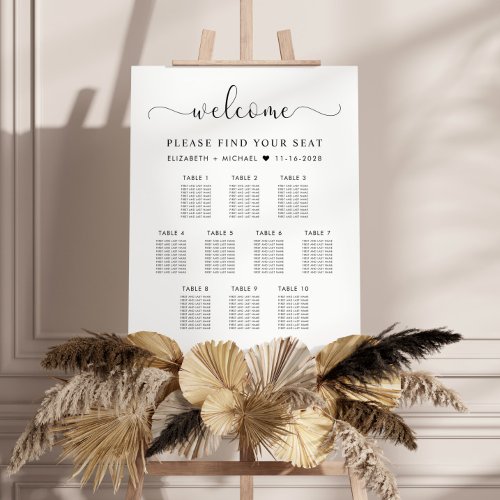 Elegant 10 Table Wedding Seating Chart Foam Board