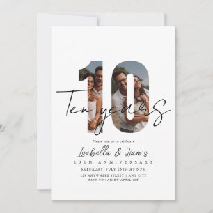 Elegant 10 Year Wedding Anniversary Invitation
