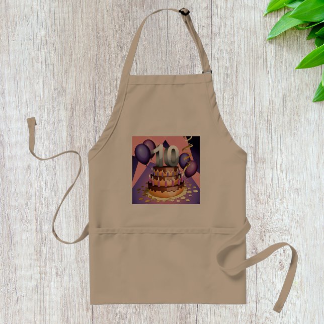 Elegant 10th Anniversary Celebration Cake Design Adult Apron (Creator Uploaded)