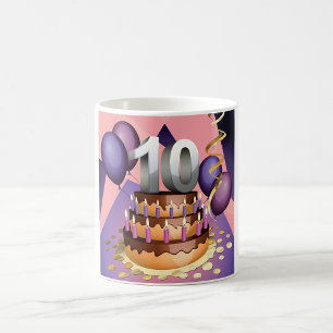 Elegant 10th Anniversary Celebration Cake Design Coffee Mug