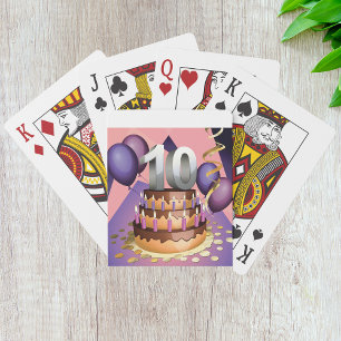 Elegant 10th Anniversary Celebration Cake Design Poker Cards