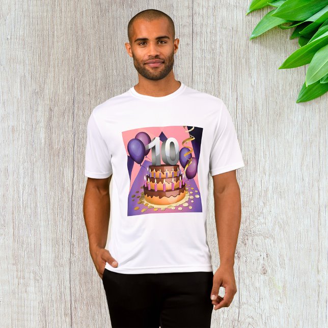 Elegant 10th Anniversary Celebration Cake Design T-Shirt (Creator Uploaded)