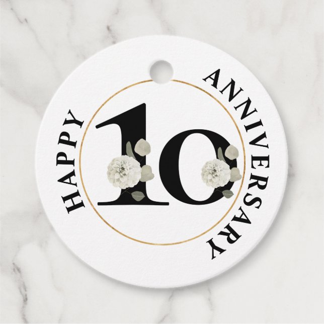 Elegant 10th Anniversary Favor Tags (Front)