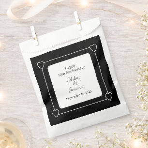 Elegant 10th Anniversary Romantic Hearts Black Favor Bag