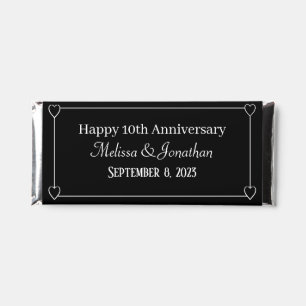 Elegant 10th Anniversary Romantic Hearts Black Hershey Bar Favors