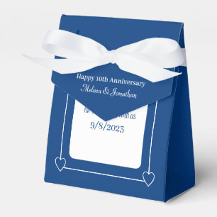 Elegant 10th Anniversary Romantic Hearts Blue Favor Boxes