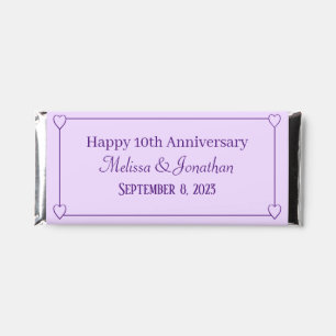 Elegant 10th Anniversary Romantic Hearts Purple Hershey Bar Favors