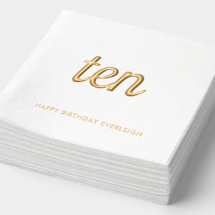 Elegant 10th Birthday Modern Gold Foil Napkins