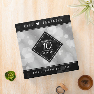 Elegant 10th Tin Wedding Anniversary Celebration 3 Ring Binder
