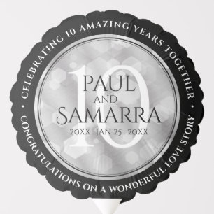 Elegant 10th Tin Wedding Anniversary Celebration Balloon