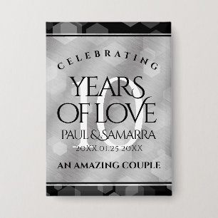 Elegant 10th Tin Wedding Anniversary Celebration Button