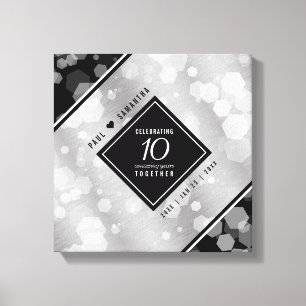 Elegant 10th Tin Wedding Anniversary Celebration Canvas Print