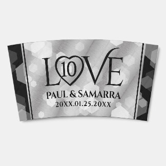 Elegant 10th Tin Wedding Anniversary Celebration Coffee Cup Sleeve