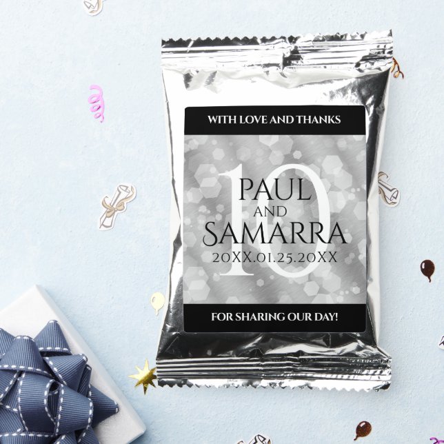 Elegant 10th Tin Wedding Anniversary Celebration Coffee Drink Mix (Packets)