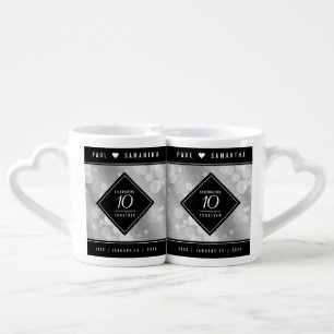 Elegant 10th Tin Wedding Anniversary Celebration Coffee Mug Set